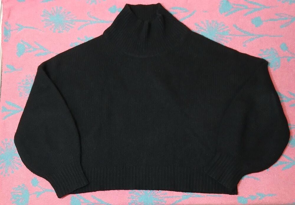 Naadam cashmere womens xl chunky 100% cashmere mockneck black boxy pullover